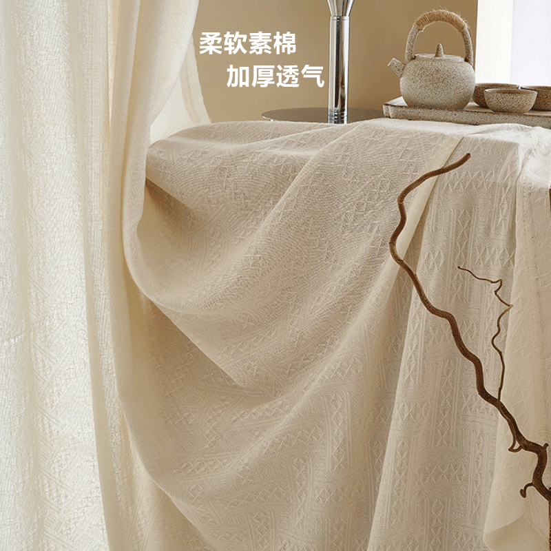 Sheer curtain light-transmitting impermeable balcony yarn living room bedroom white hook-type bay window blackout curtain window yarn white yarn curtain