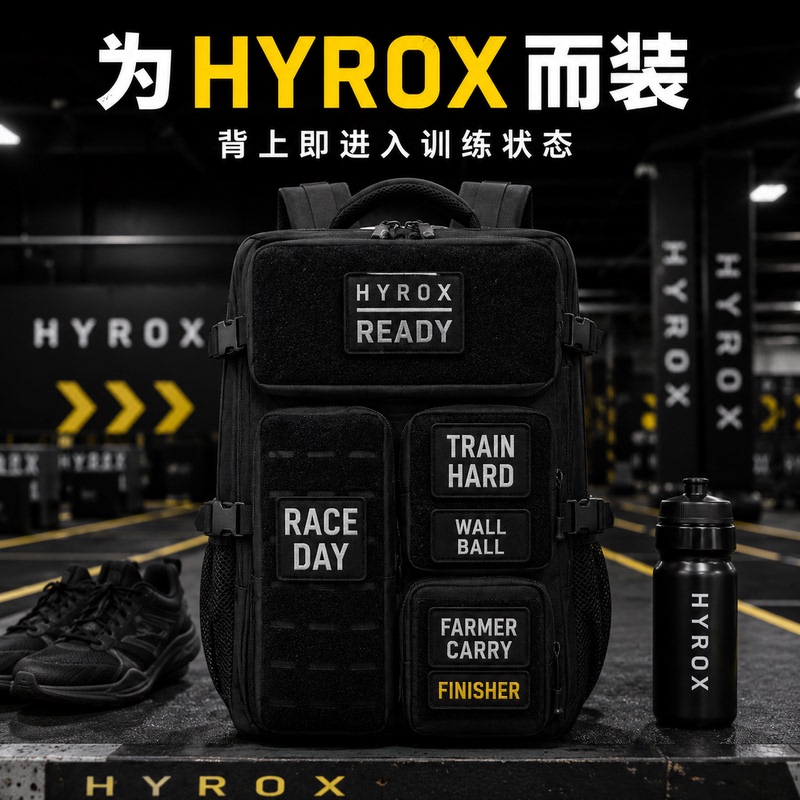 Hyrox Training Backpack, Double-Shoulder Comprehensive Physical Fitness Tactical Backpack, Full Velcro Professional Competition Bag, Sports and Fitness
