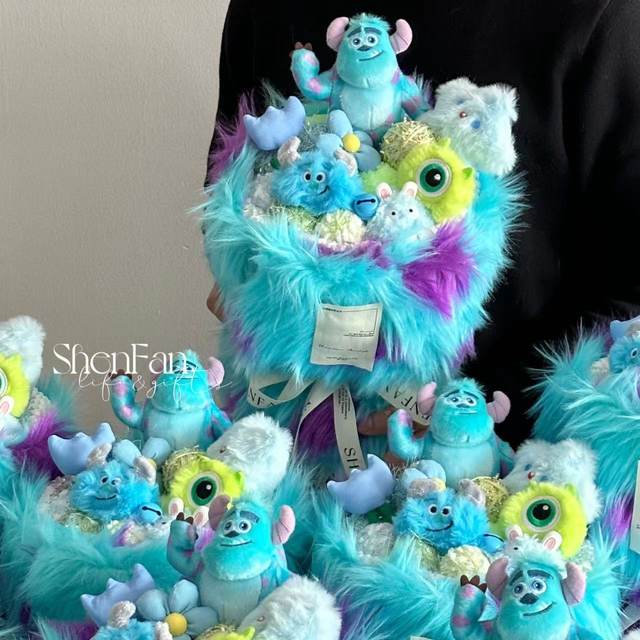 Jinbo Life ການອອກແບບຕົ້ນສະບັບ Monsters University Furry Monster Sullivan Doll Bouquet ຜົມຍາວຂອງຂວັນສໍາລັບແຟນ