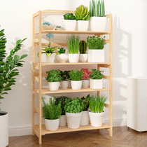 Nordic flower shelf Shelf Flower Pots Shelf Living-room Green Lori Multimeat Plant Shelf Balcony Flower Shelf Solid Wood Ground Floor