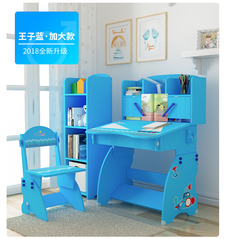Bàn học cho trẻ em kết hợp tủ sách bé gái Bàn viết và ghế cho học sinh tiểu học có thể nâng và hạ bàn học sinh - Bàn bàn để máy tính