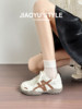 Genuine Leather ~ Jiaoyu Height-Increasing Ballet Training Shoes for Women, New Retro Versatile Casual Sneakers, Thick-Soled Sports Shoes