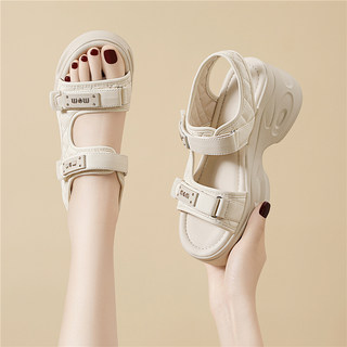 Dad-Style Sandals for Women, 2026 Summer New Model, Versatile with Skirts, Platform Thick-Soled, Height-Increasing, Soft-Soled, Casual Beach Shoes