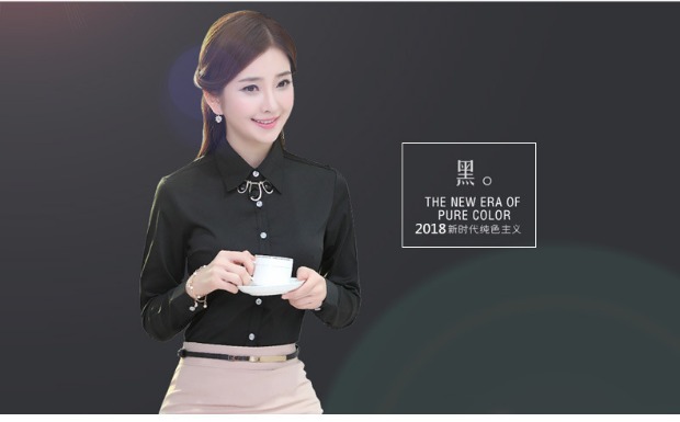 Áo sơ mi trắng nữ tay dài chuyên nghiệp phiên bản Hàn Quốc cộng với nhung dày cộng với cotton mùa đông ấm áp thon gọn quần lửng áo sơ mi nữ kiểu đẹp