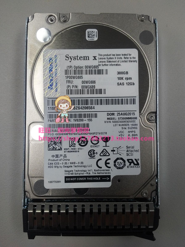 IBM 00WG685 00WG686 300G 10K 12G 2 5 SAS 3650M5 3850X6 disassembly disk