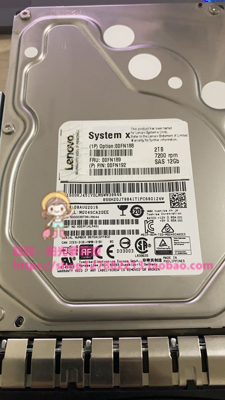 Lenovo IBM 00FN189 00FN188 2TB 7 2K 6GB SAS 3 5-inch hot-swappable hard drive