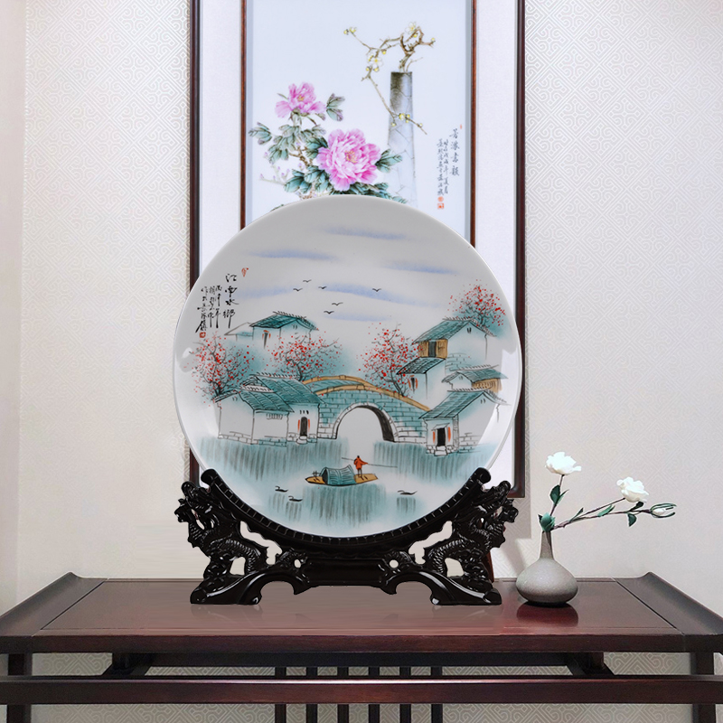 Scene, hang dish jingdezhen ceramics decoration plate of hand - made "jiangnan" sat dish handicraft furnishing articles