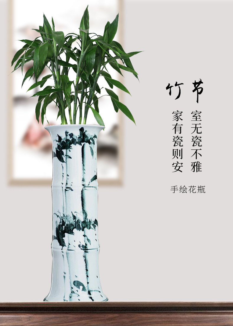 Jingdezhen ceramic lucky bamboo vase furnishing articles home sitting room tall, landing a hydroponic flowers flower arrangement ornaments