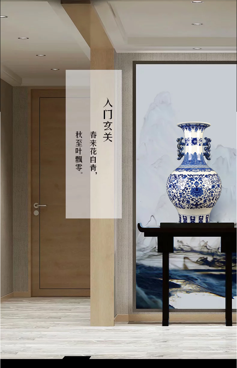 Jingdezhen ceramics antique hand - made sitting room adornment of new Chinese style new classic desktop furnishing articles of blue and white porcelain vase