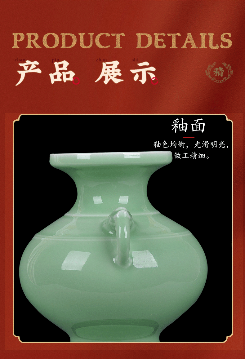Jingdezhen ceramics antique hand shadow blue bottle of flower arranging rich ancient frame wine sitting room adornment home furnishing articles