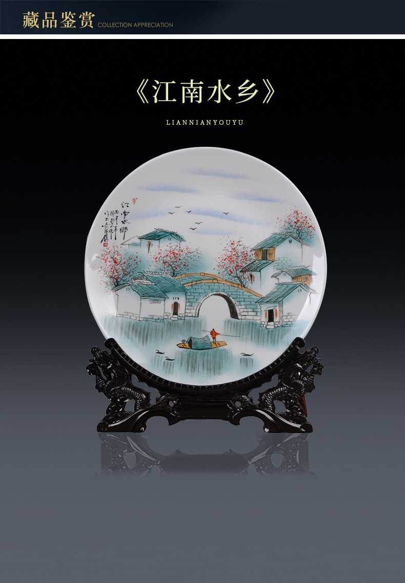 Scene, hang dish jingdezhen ceramics decoration plate of hand - made "jiangnan" sat dish handicraft furnishing articles