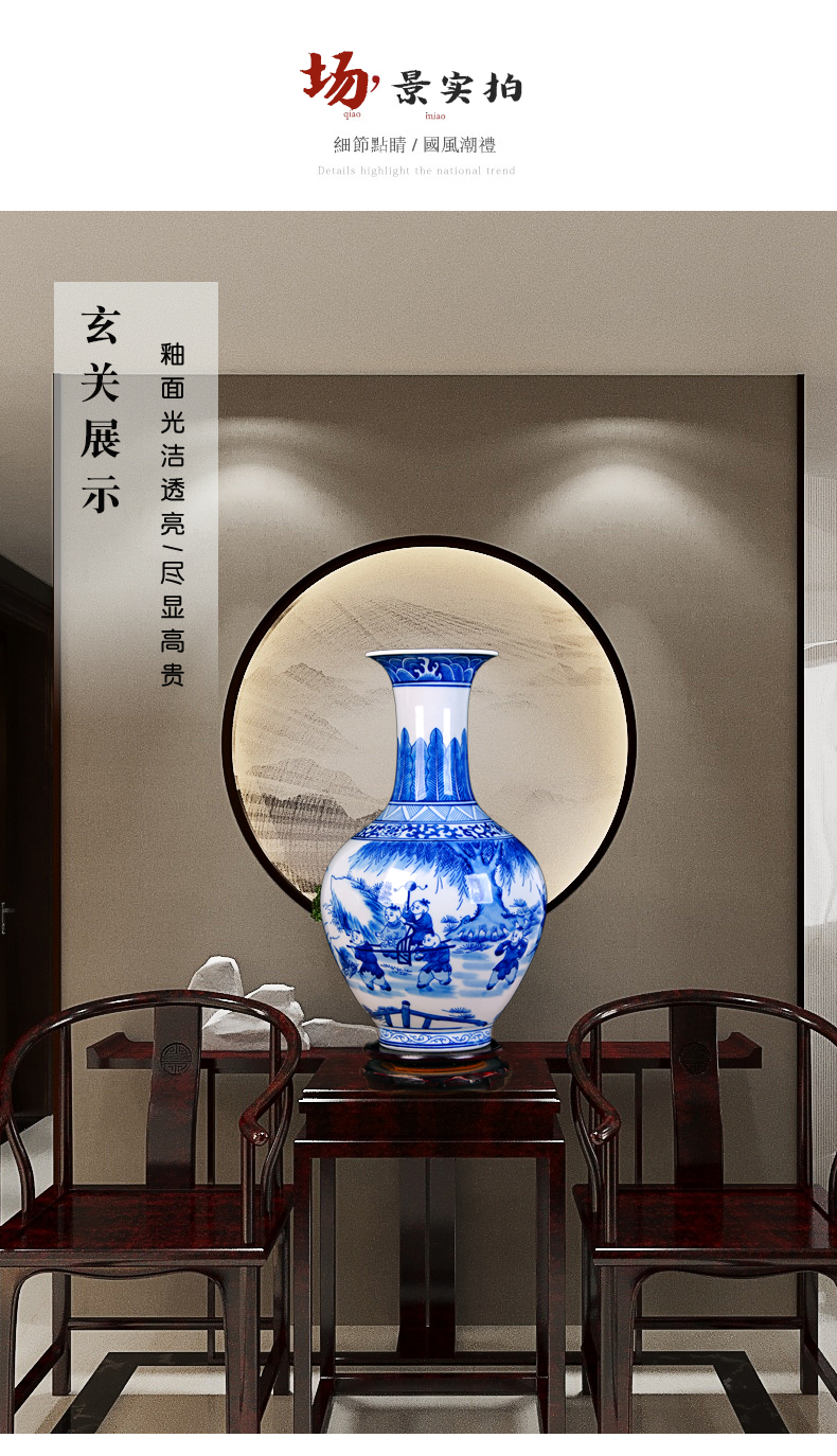 Jingdezhen ceramics vase hand - made porcelain lad youligong peach is archaize sitting room of the new Chinese style flower arrangement furnishing articles