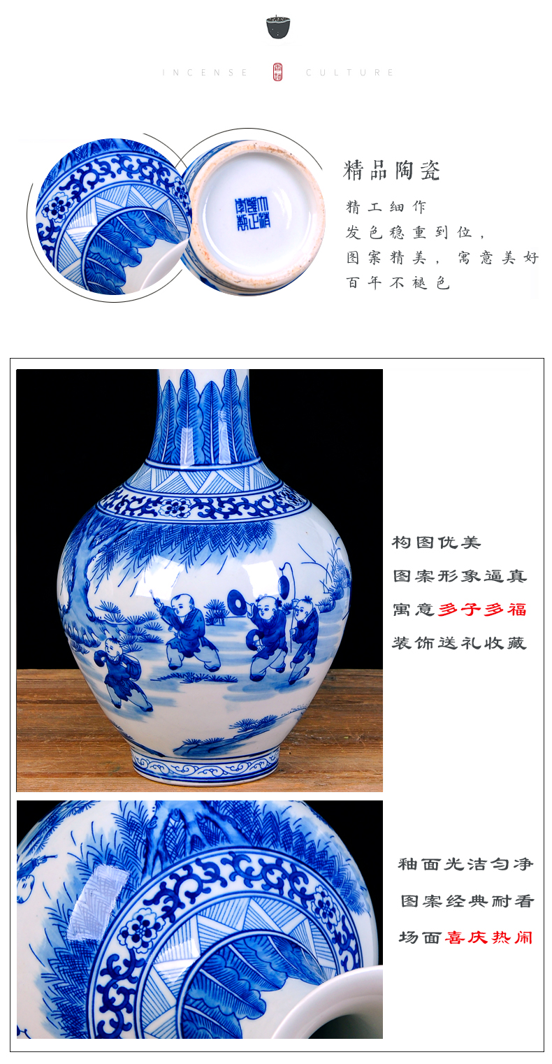 Jingdezhen ceramics vase hand - made porcelain lad youligong peach is archaize sitting room of the new Chinese style flower arrangement furnishing articles