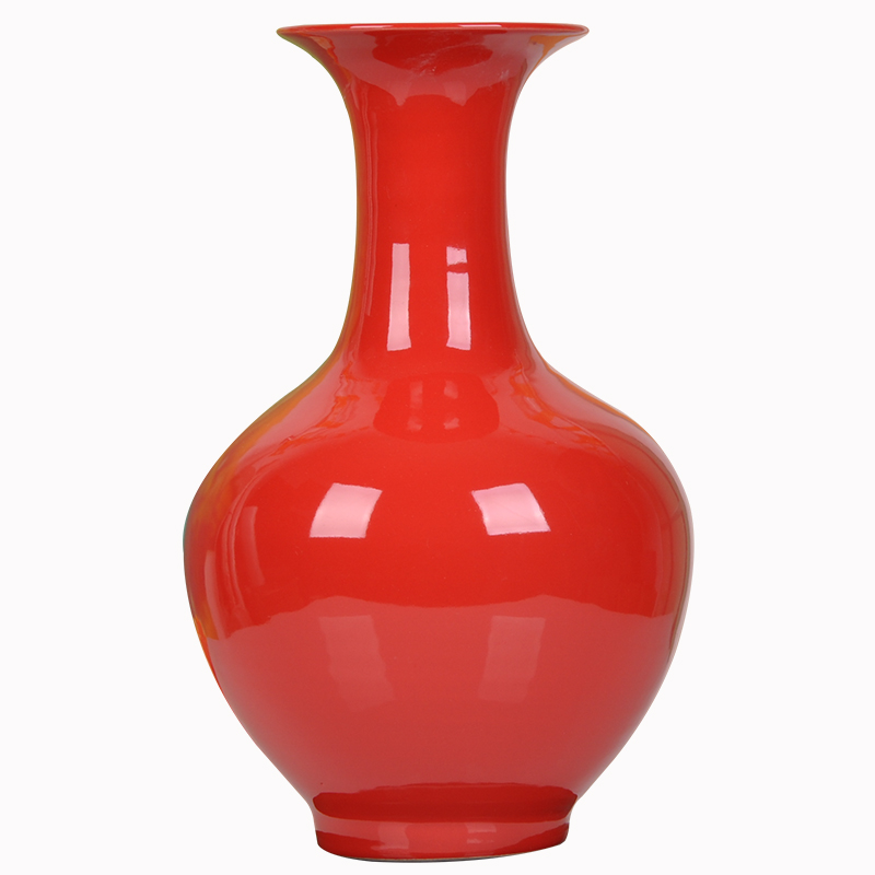 Jingdezhen ceramics China red new Chinese style is I and contracted household living room TV cabinet decoration craft vase