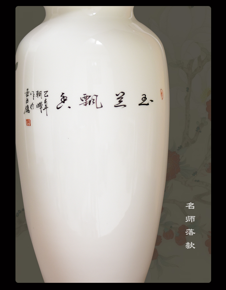 Jingdezhen ceramics hand - made painting of flowers and medium sitting room porch TV ark, the new Chinese vase furnishing articles dried flower arranging flowers