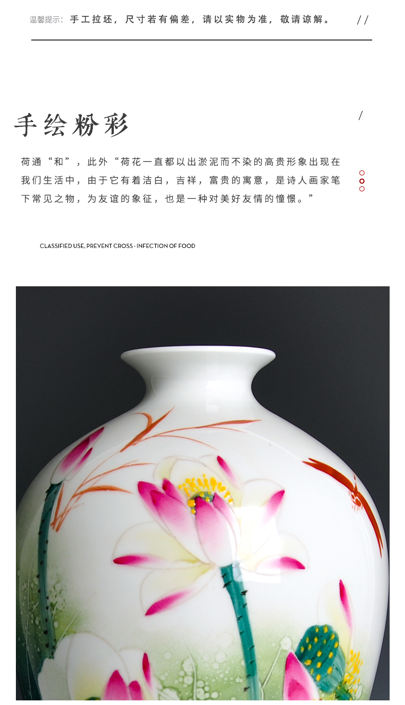 Jingdezhen ceramics famous masterpieces famille rose porcelain hand - made vases, home sitting room porch decoration handicraft furnishing articles