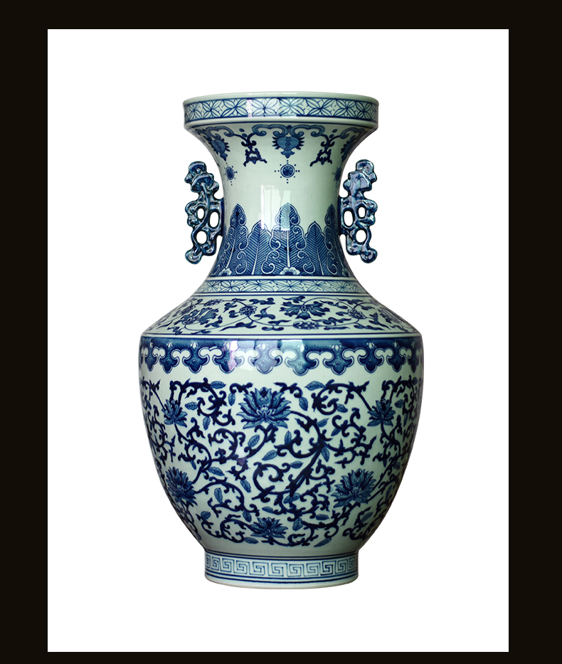 Jingdezhen ceramics archaize rich ancient frame of new Chinese style classical blue - and - white TV sitting room porch ark, handicraft furnishing articles