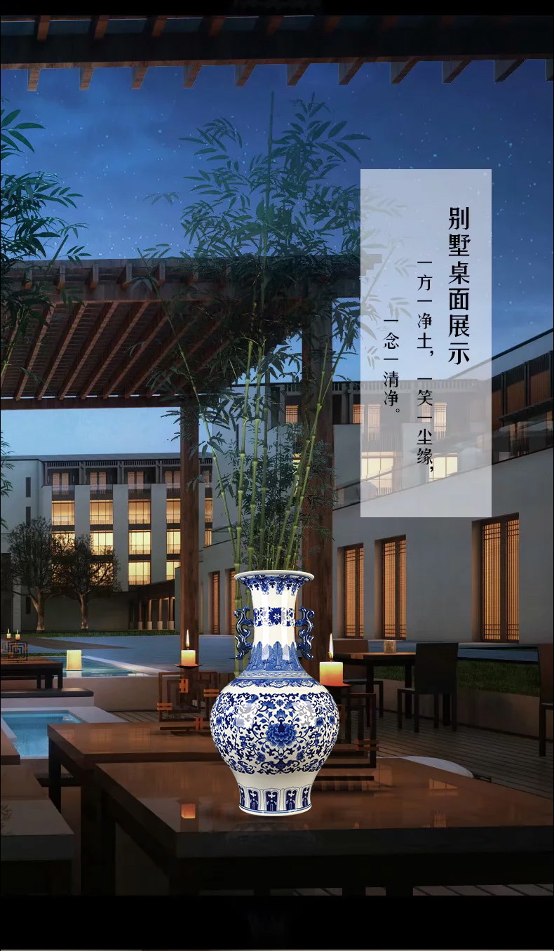 Jingdezhen ceramics antique hand - made sitting room adornment of new Chinese style new classic desktop furnishing articles of blue and white porcelain vase