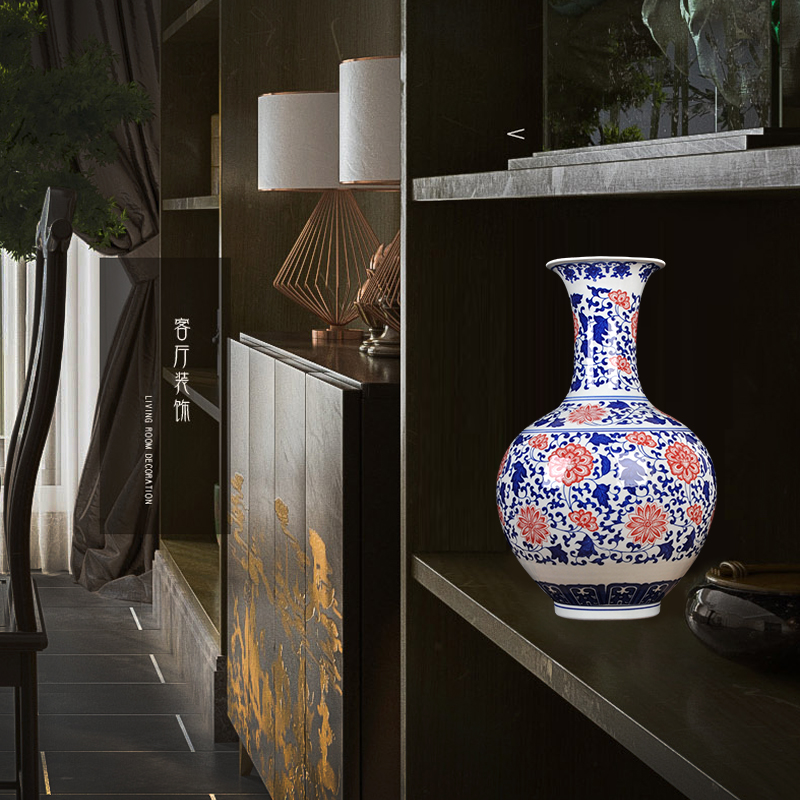 Jingdezhen blue and white ceramics youligong vase Chinese style household adornment archaize home furnishing articles [large]
