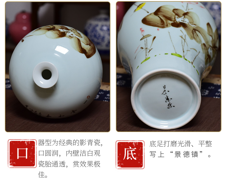 The New Chinese jingdezhen ceramics sitting room ground hand - made under glaze color porcelain vases and home furnishing articles