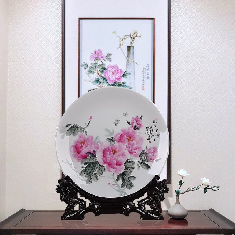 Scene, hang dish jingdezhen ceramics decoration plate of hand - made sat dish handicraft furnishing articles "blooming flowers"