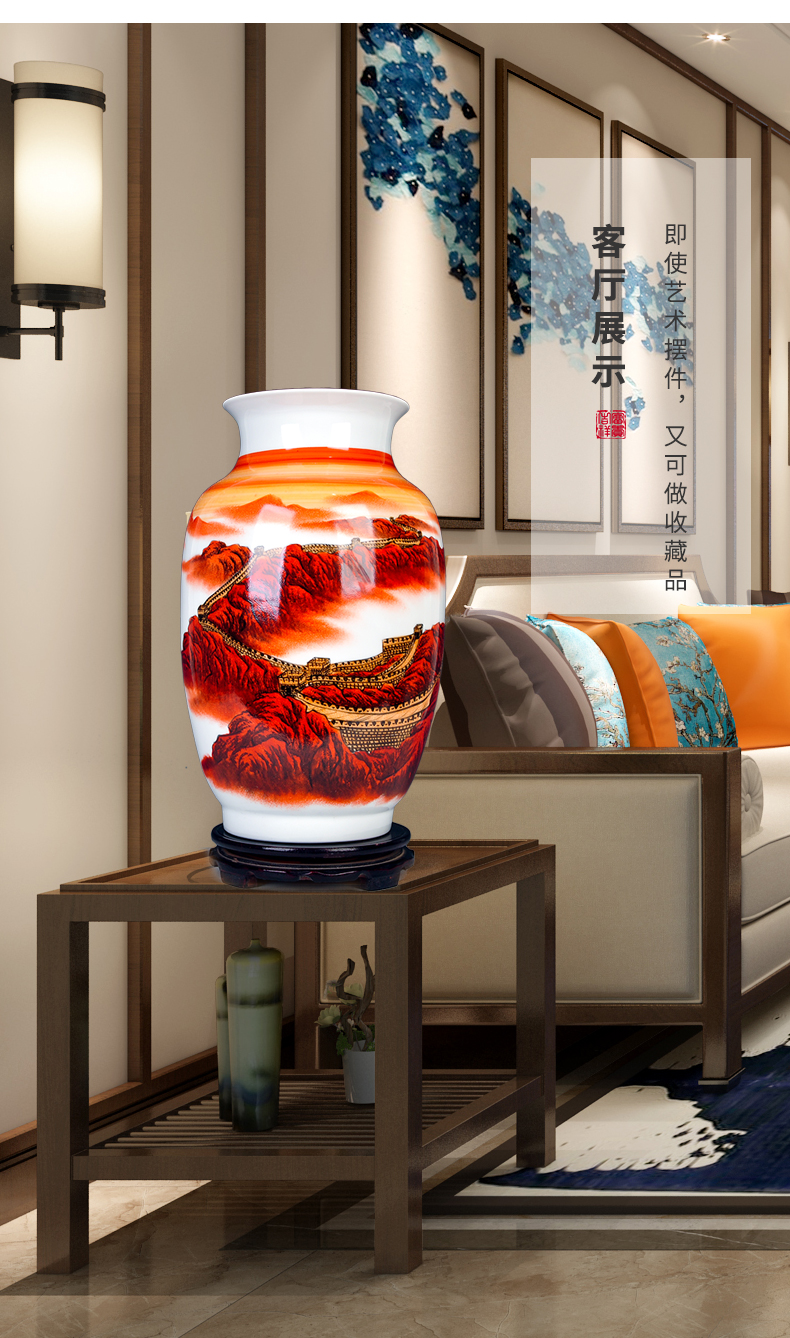 New Chinese style household hand - made jingdezhen ceramics powder enamel vase wall sitting room decoration crafts are arranging flowers