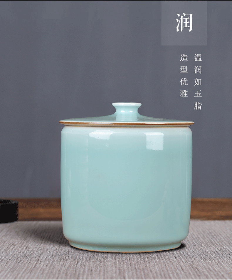 Jingdezhen hand - made ceramic POTS caddy fixings large deposit tea tea tea sealed cylinder storage warehouse of bread seven as cans