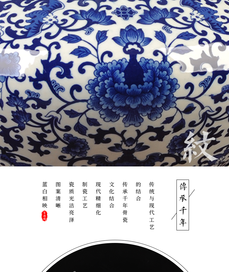 Jingdezhen porcelain imitation the qing qianlong hand - made ceramic flat belly vase branch lotus sitting room adornment of new Chinese style furnishing articles