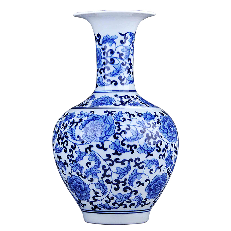 Jingdezhen ceramic blue and white porcelain vase sitting room place large antique Chinese style household decoration decorative vase