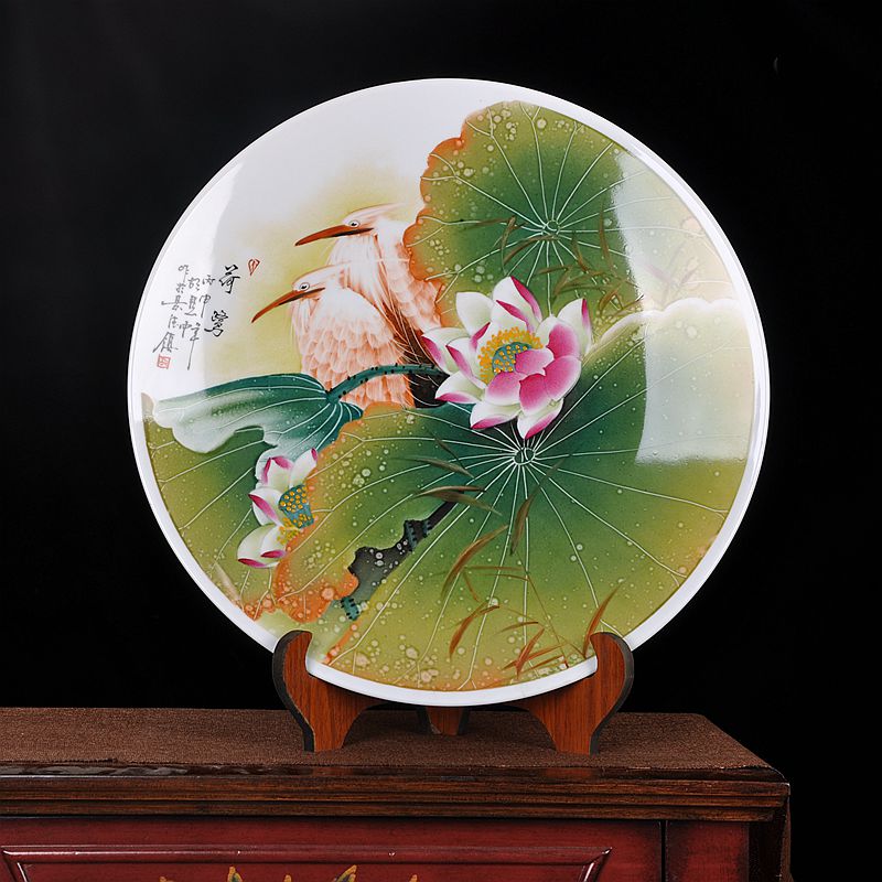 Jingdezhen ceramic vases hang dish of new Chinese style decoration plate of the sitting room TV ark, furnishing articles furnishing articles hand - made sat dish household