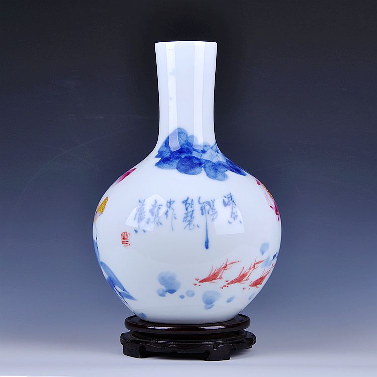 Mesa of jingdezhen ceramic vase famous hand - made porcelain household act the role ofing is tasted modern flower, adornment is placed