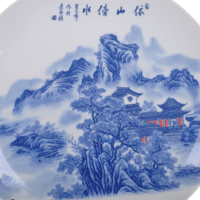 Jingdezhen blue and white ceramics hang dish decorative plate award by plate of modern home decoration decoration