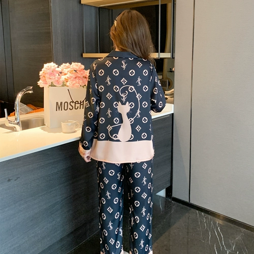 Шелковая осенняя пижама, тонкий лонгслив, шелковый комплект, премиум класс, популярно в интернете