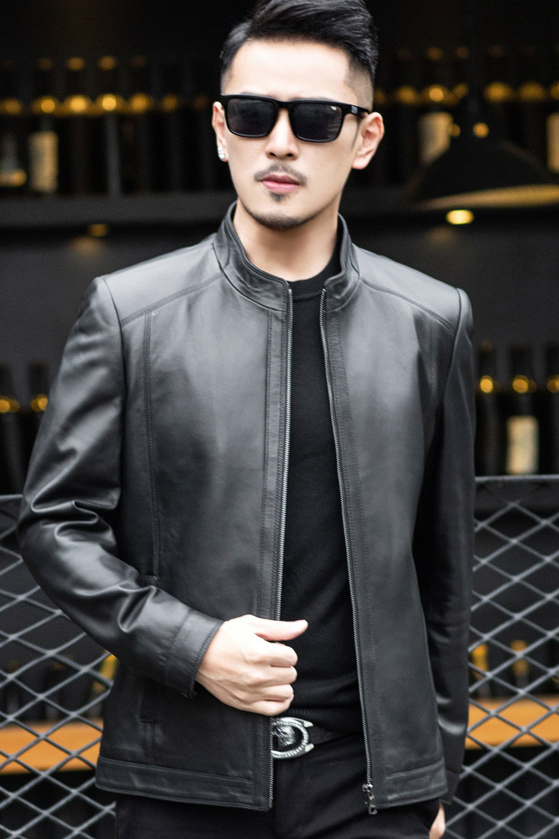 Haining leather skin male leather sheep skin 2022 new men's leather jacket middle autumn and winter add - on coat
