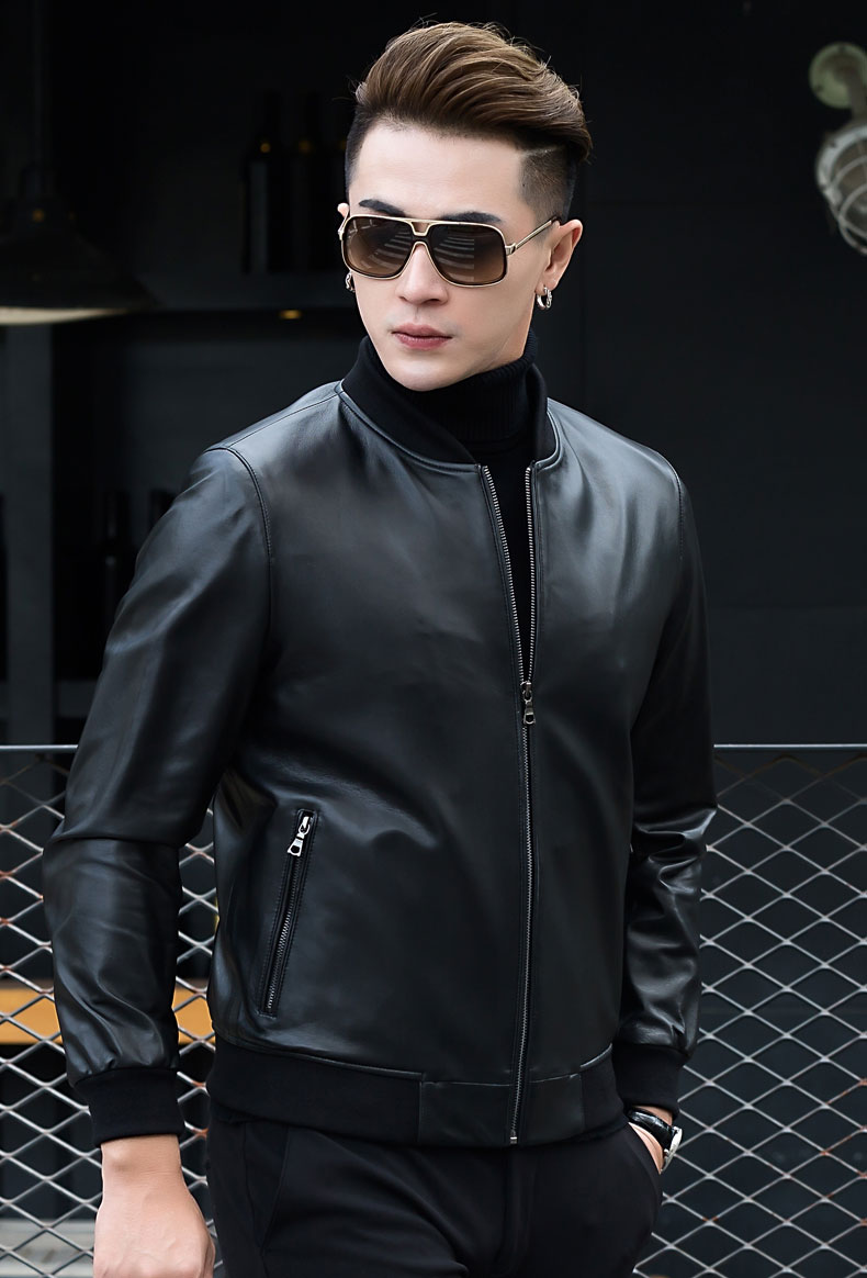 2018 mới Hained da cừu da nam tự canh phiên bản Hàn Quốc áo khoác da nhung và đẹp trai rò rỉ mã áo khoác bomber nam