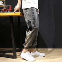 Summer thin casual pants mens tide loose large size beam feet ice silk sweatpants mens fat fat plus fat plus pants