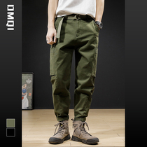 Tonman Flags Springtime Elastic Days Ensemble Casual Straight Silo Fit Pants Man Loose Big Code Tide Card Leather Strap Pants Tide