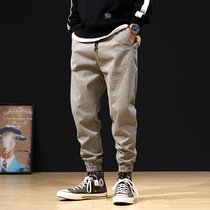 Autumn casual pants mens loose plus size mens fat leggings overalls fat plus trend stitching wild