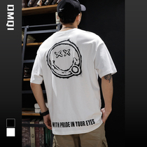 Summer Pure Cotton Laughs Face Short Sleeve T-Shirt Men Ins Tide Cards Easy Fatson Big Code Half Sleeve Clothes Trend 100 Hitch