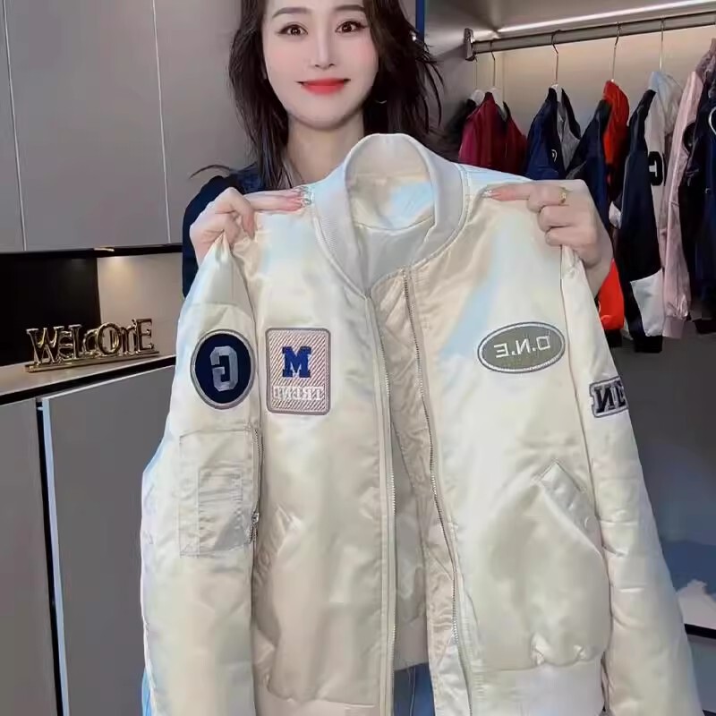 French Rouje Moaks Padded Baseball Jacket for Women, Short Style, 2026 Spring and Autumn, Padded Women's Jacket, Trendy