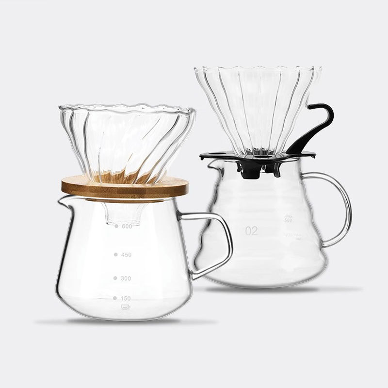 Coffee Pot, Pour-Over Coffee Filter Cup, Drip Pot, Glass Sharing Pot Set, Filter with Scale, Cold Brew Cup, American Style
