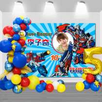 Blue Transformers Optimus Prime boy birthday photo poster dessert table background cloth custom name balloon chain
