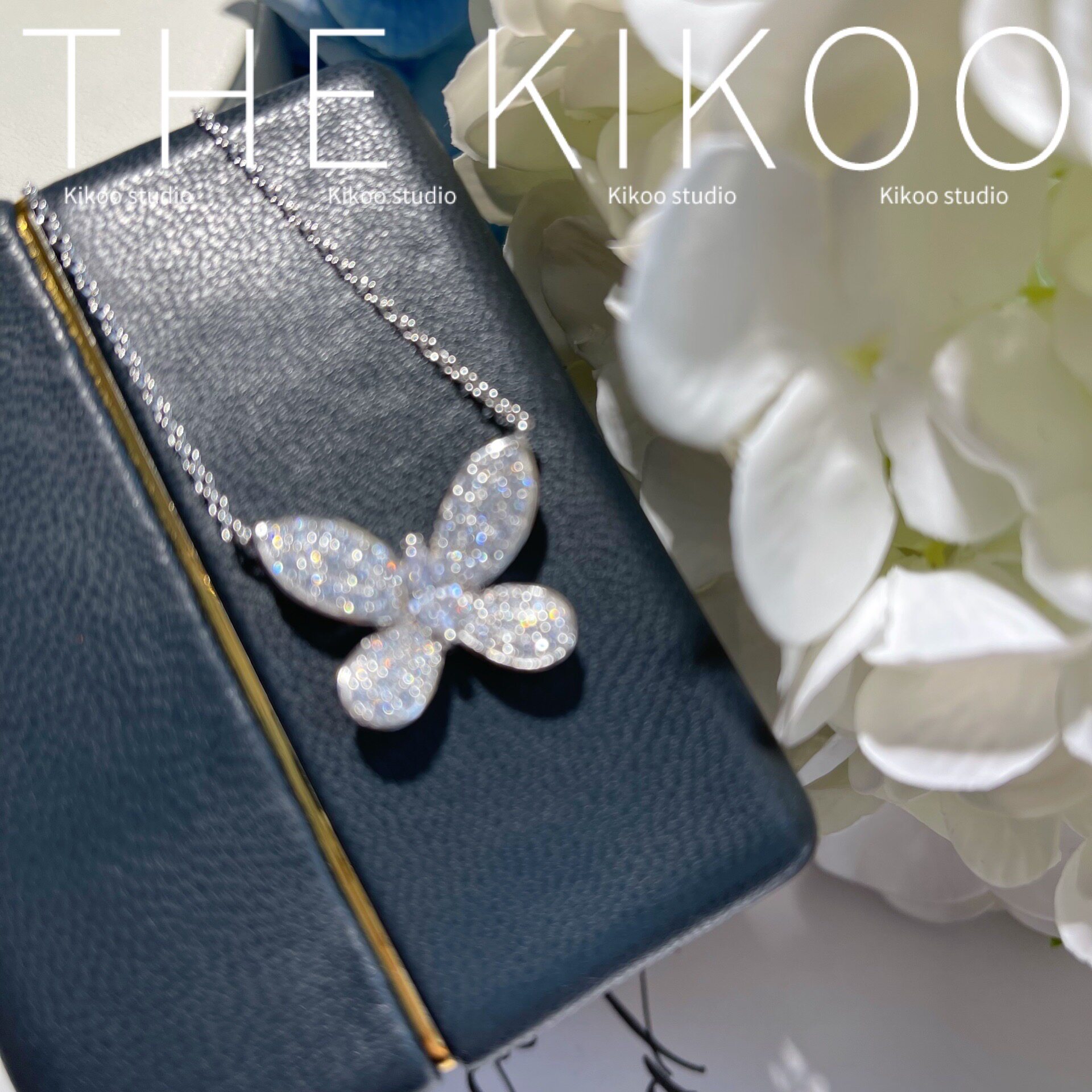 Серебряное ожерелье thekikko轻奢925银镀18k金幻影蝴蝶满钻易梦玲同款项炼吊坠锁骨炼
