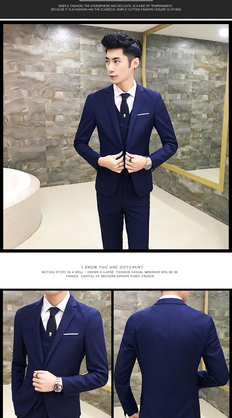 Bộ đồ ba mảnh phù hợp với giới trẻ nam phiên bản Hàn Quốc mùa xuân tự tu áo khoác blazer nam