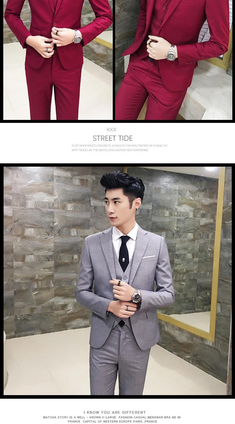 Bộ đồ ba mảnh phù hợp với giới trẻ nam phiên bản Hàn Quốc mùa xuân tự tu áo khoác blazer nam