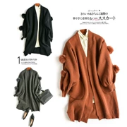 Quần áo nhỏ quyến rũ thời trang Trang trí bóng tóc lớn trong phần dài của áo khoác cashmere mẫu phổ biến áo khoác mùa thu và mùa đông quần áo phụ nữ mới