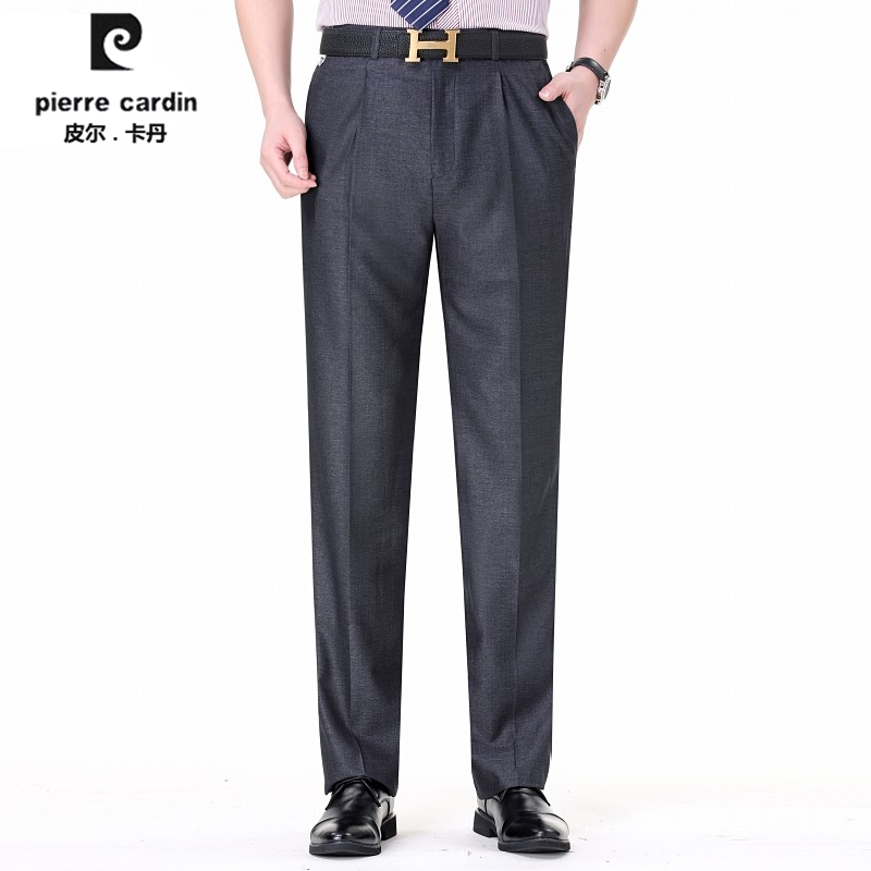 Pierre Carden New Straight Silo Business Casual Deep Grey Loose Medium Youth Free Ironing With Plexant Pants Long Pants Men's Clothing