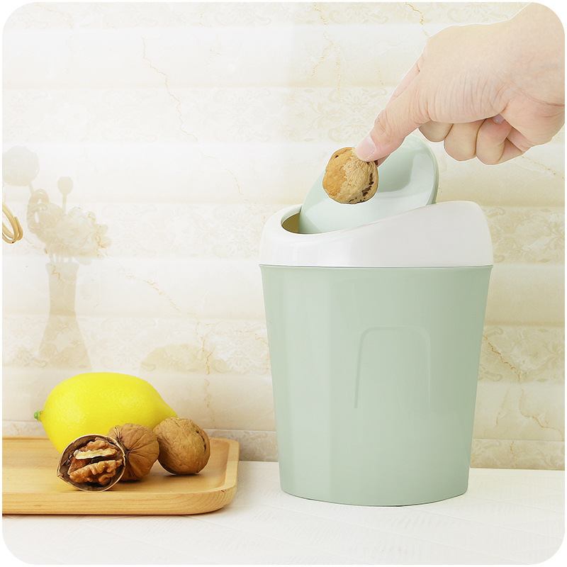 Living room small desktop clamshell trash can household bedroom small paper basket clamshell trash can home mini plastic bucket