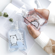 Small transparent hot water bottle Cute cartoon simple winter student portable mini water injection hand warmer mini warm bag