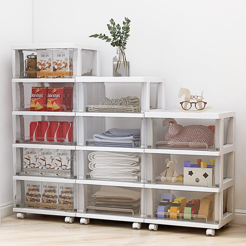 Kitchen bathroom plastic multilayer drawer-type shelve toy finishing snack containing box transparent cabinet containing shelf